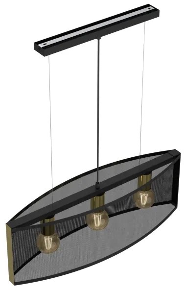 Csillár zsinóron KAGA 3xE27/60W/230V fekete/arany