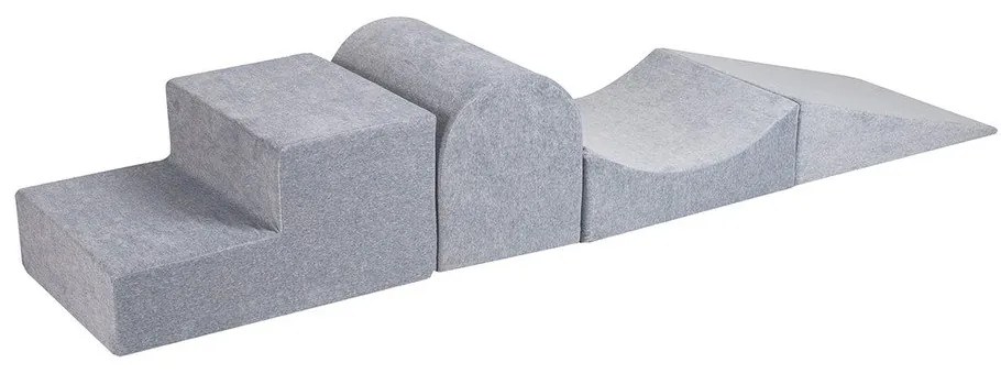 Világosszürke bársony habszivacs játszótér 4 db-os magasság 30 cm 45x193 cm Montessori – Meowbaby