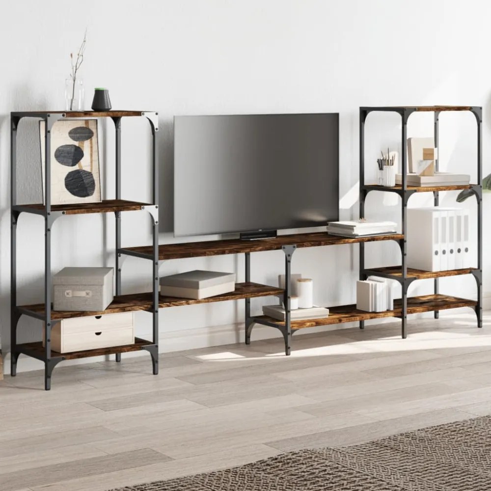 füstös tölgy színű szerelt fa TV-szekrény 206,5 x 28,5 x 95 cm