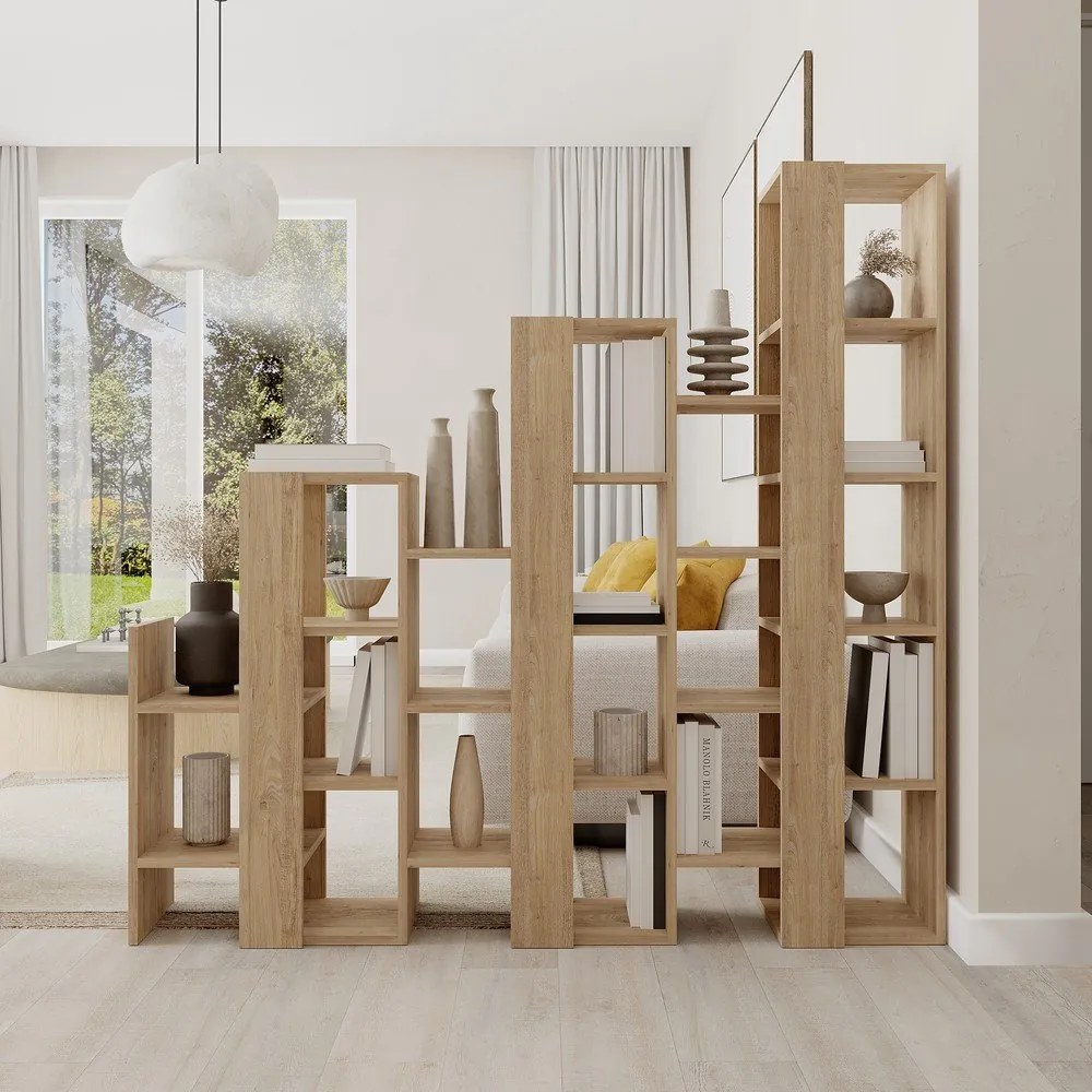 Natúr színű polcos állvány tölgyfa dekorral 158x151 cm Anissa – Marckeric