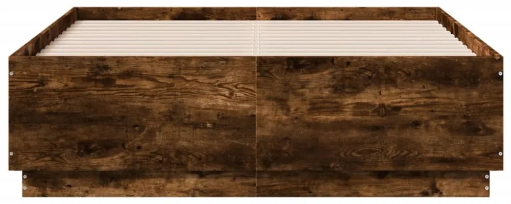 füstös tölgy színű szerelt fa ágykeret LED-del 120 x 190 cm