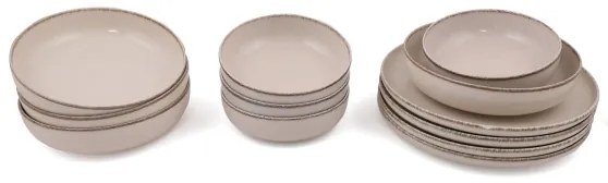12 darabos étkészlet, bézs/porcelán