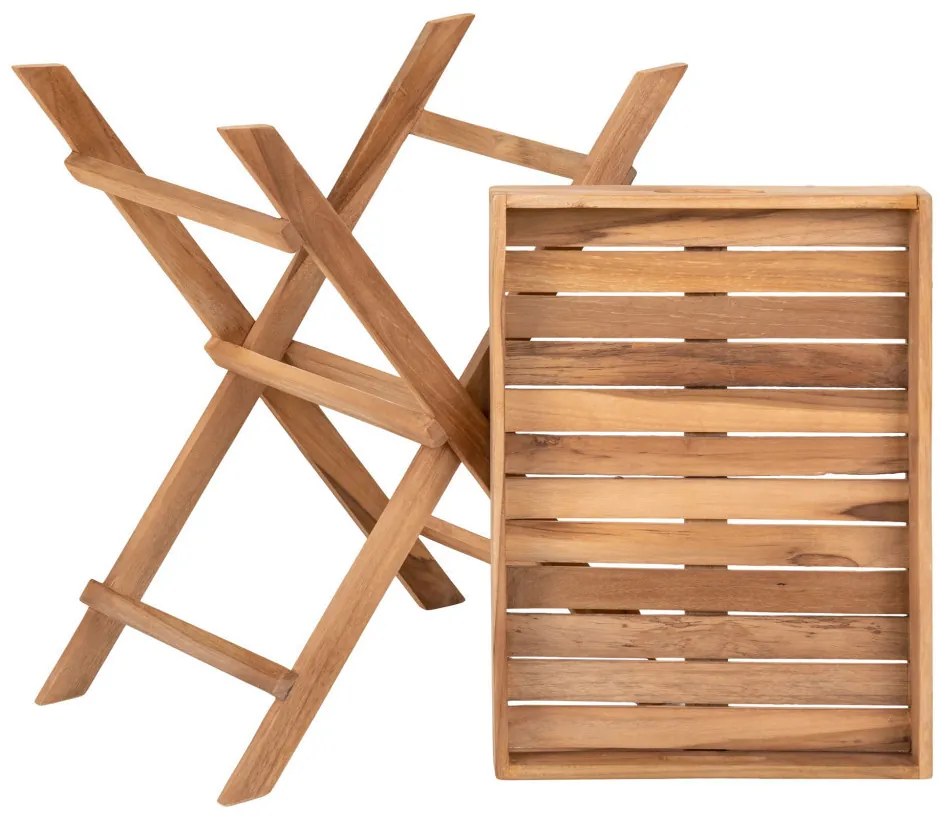 Rendo tálcás kisasztal, teak fa, natúr, 29x39x49,5 cm