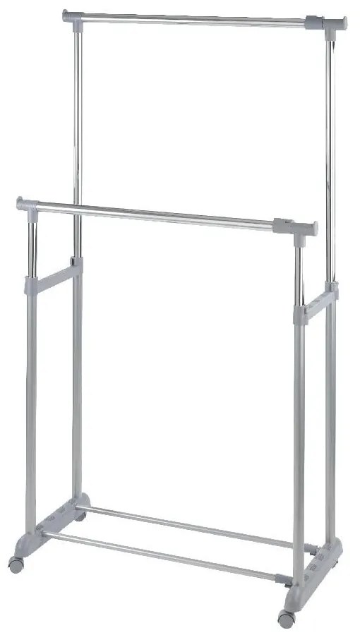 Szürke fém teleszkópos-gurulós ruhatartó állvány Twin – Wenko