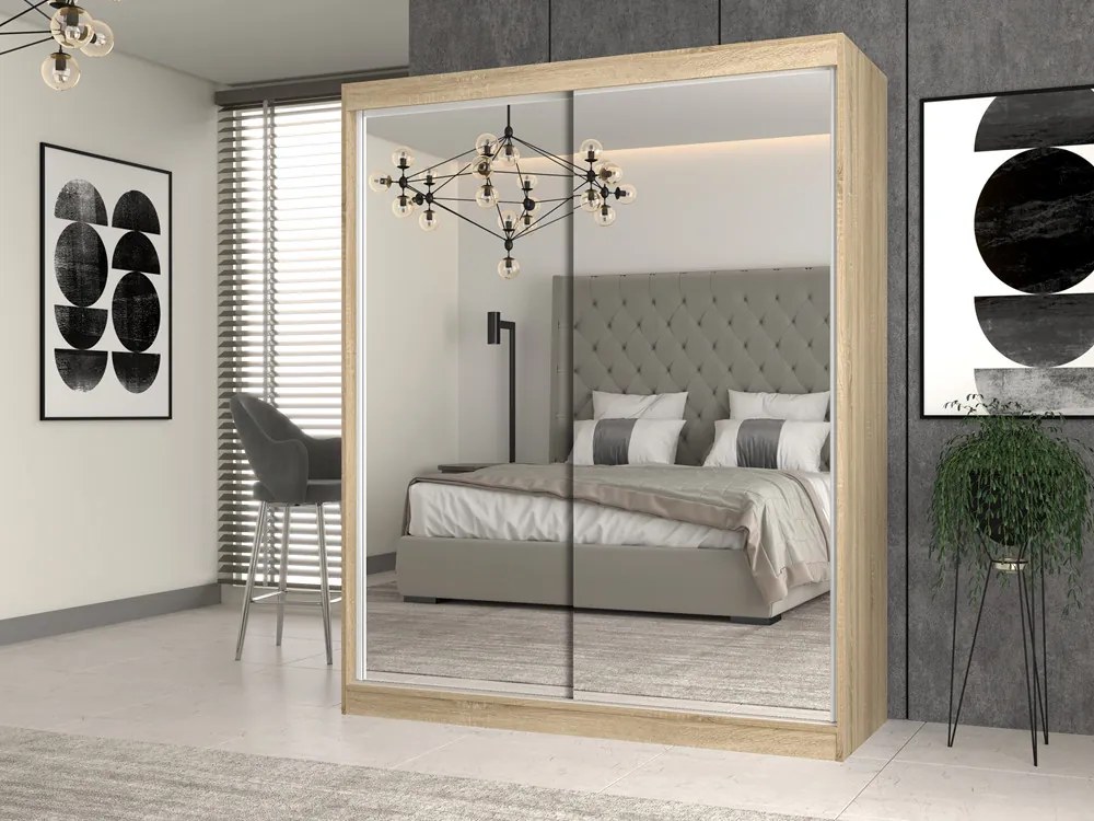 Aldabra IGA 160 A tolóajtós gardróbszekrény 120x61x200, 2 tükörrel, sonoma