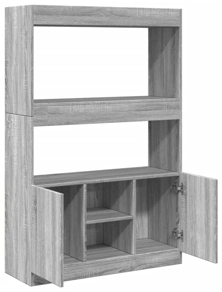 szürke sonoma szerelt fa magasszekrény 92 x 33 x 140 cm
