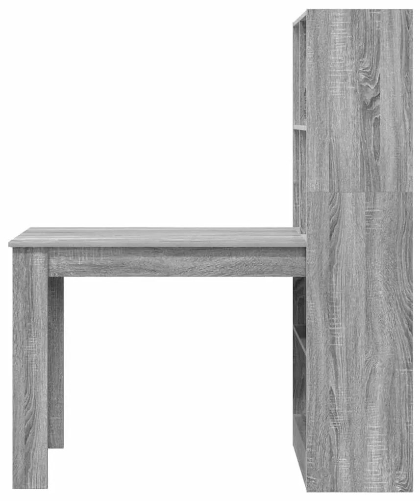 Asztal polcokkal Szürke Sonoma 122 x 67 x 145 cm Faanyag