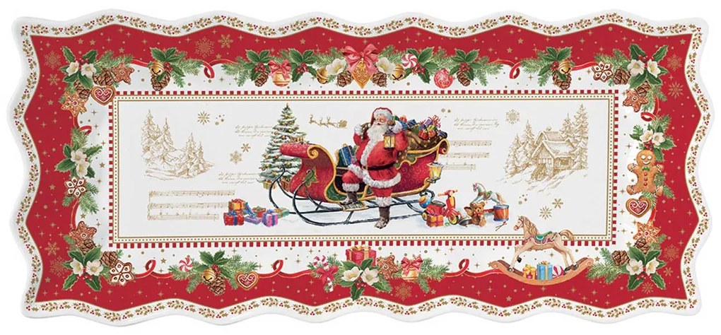 Karácsonyi télapós porcelán tálca díszdobozban Christmas Memories