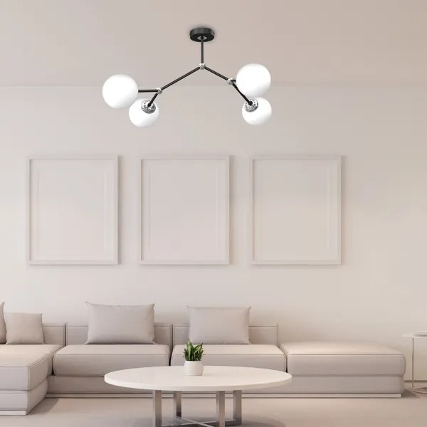 Csillár JOY 4xE14/40W/230V fekete/fényezett króm