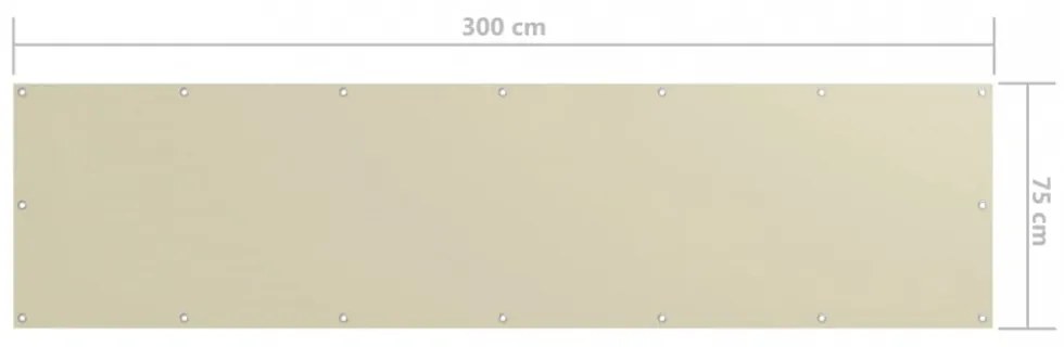 krémszínű oxford-szövet erkélynapellenző 75 x 300 cm