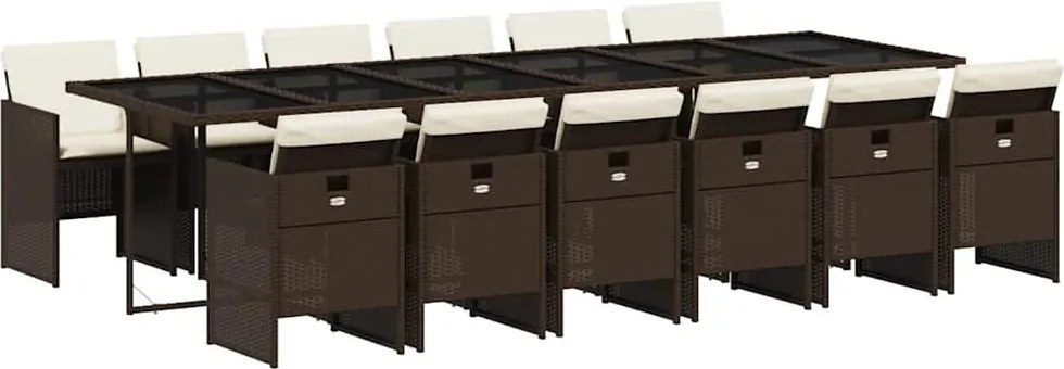 vidaXL 13 részes barna polyrattan kerti ülőgarnitúra párnákkal