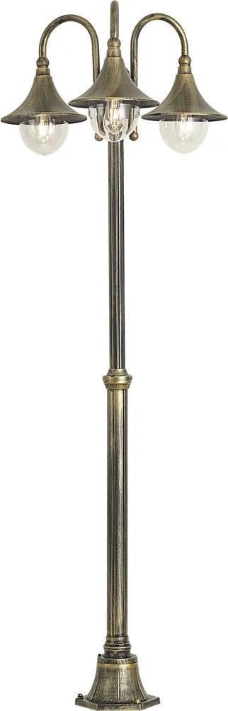 Klasszikus kültéri lámpás fekete antik arannyal 200cm 3-lámpás IP44 - Daphne