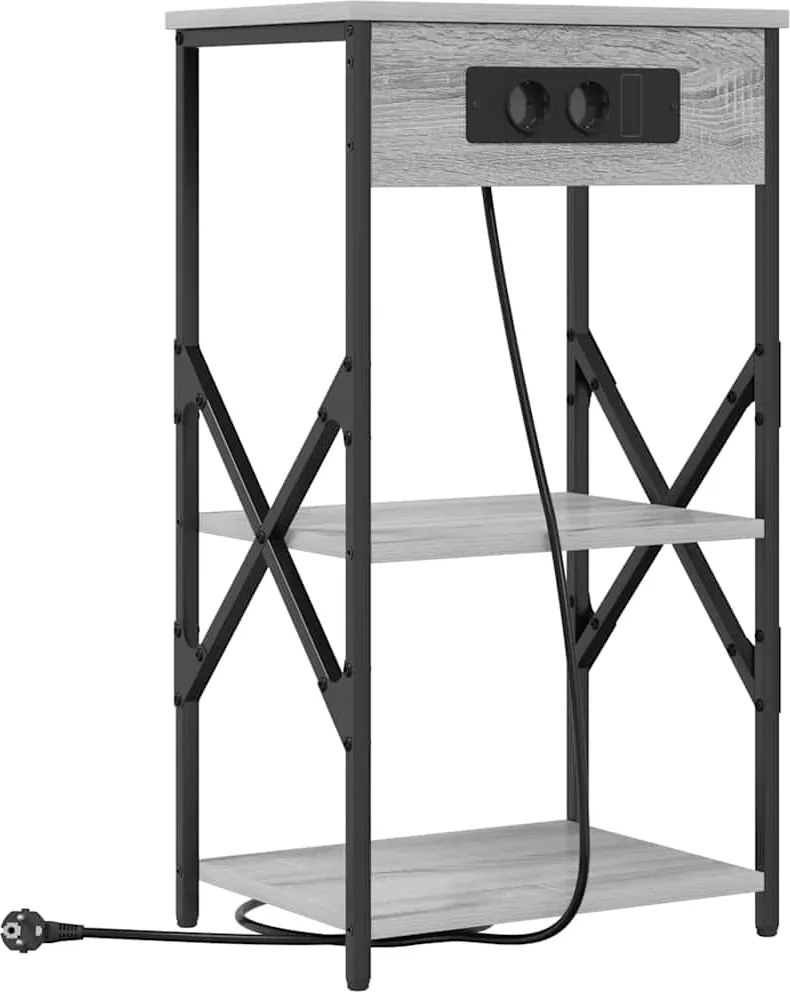 vidaXL Éjjeliszekrény polcokkal Szürke Sonoma 41 x 31 x 76 cm Faanyag