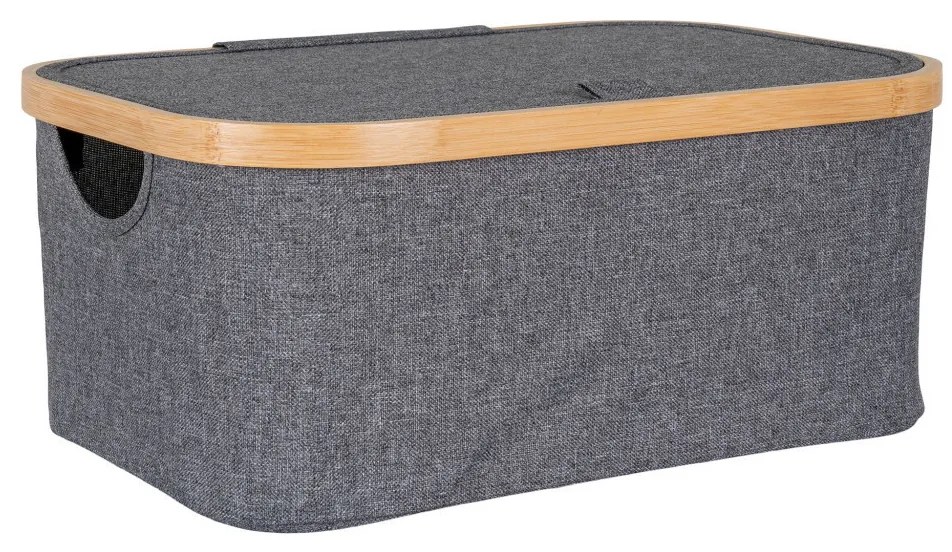 Noto kosár, bambusz/textil, sötétszürke, 38x26x16 cm