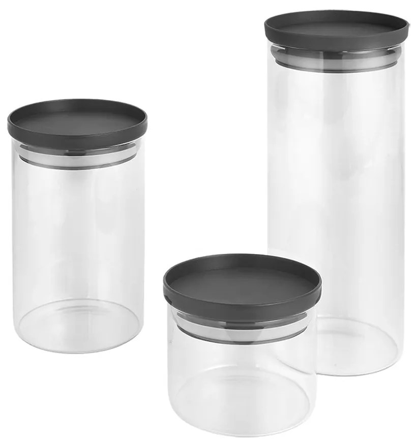 Élelmiszertartó üveg doboz szett 3 db-os – Metaltex