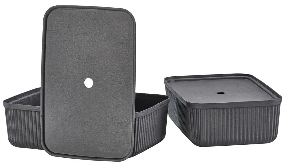 Fekete fedeles tárolódoboz szett 2 db-os 48x32x20,5 cm Pulp – Zone