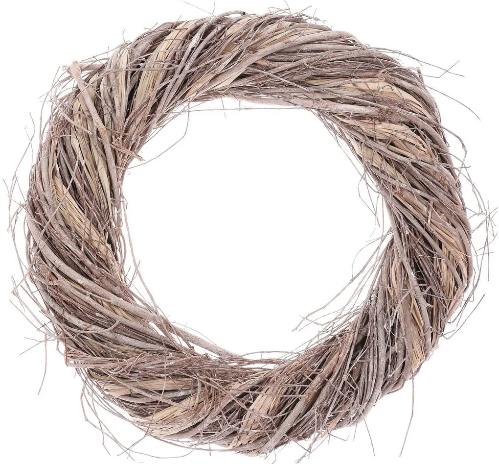 Szálas koszorú szürkésbarna, átmérő 30 cm