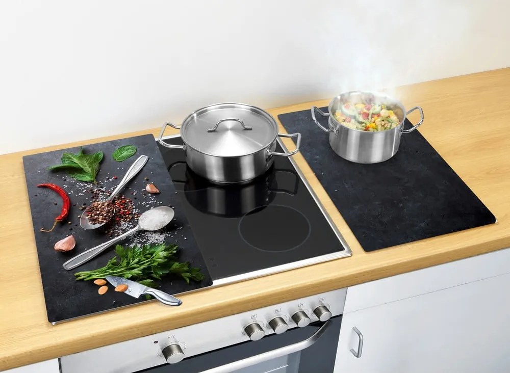 Edzett üveg tűzhely fedőlap szett 2 db-os 52x30 cm Basil – Allstar