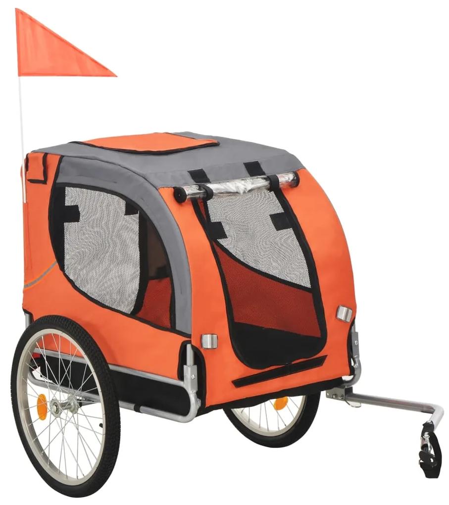 vidaXL narancssárga és szürke kutyaszállító kerékpár-utánfutó