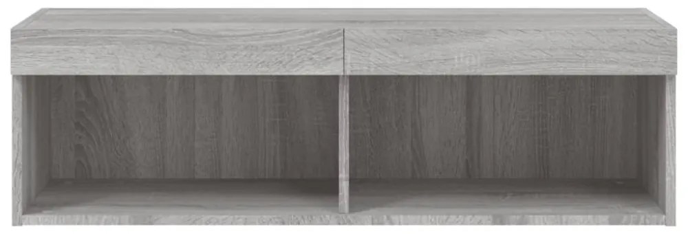 szürke sonoma színű TV-szekrény LED-világítással 100x30x30 cm