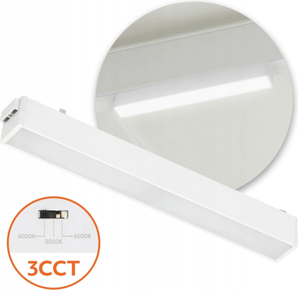 Sínes spotlámpa Falra szerelhető mágneses lámpatest 10W 3CCT Fehér