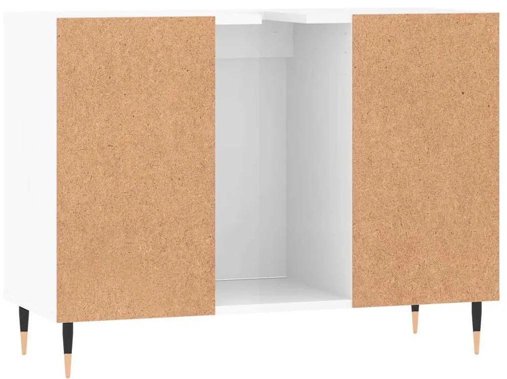 magasfényű fehér szerelt fa fürdőszobaszekrény 80 x 33 x 60 cm