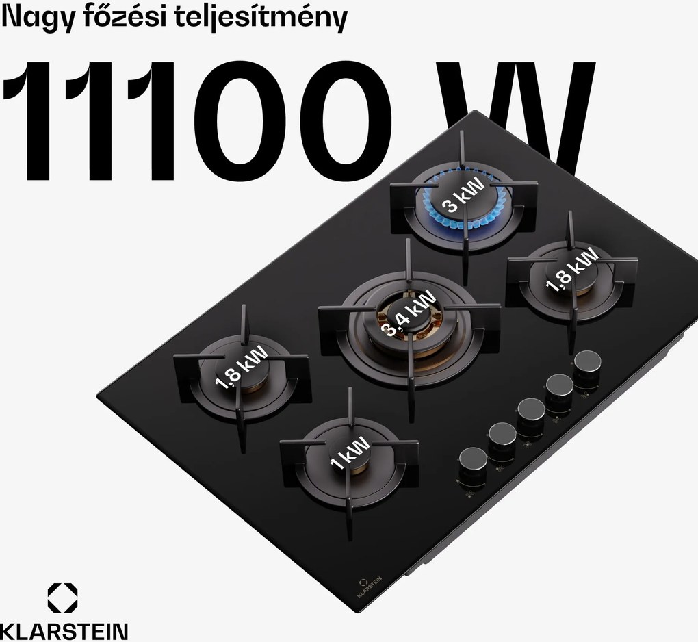 Klarstein Goldflame 5, gáz főzőlap, 5 égő