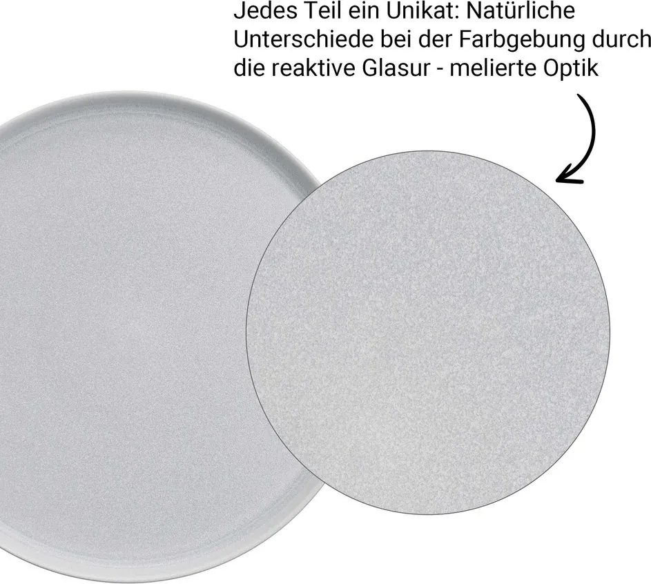 CASA NOVA lapos tányér Ø27cm, 4 db-os készlet, világosszürke