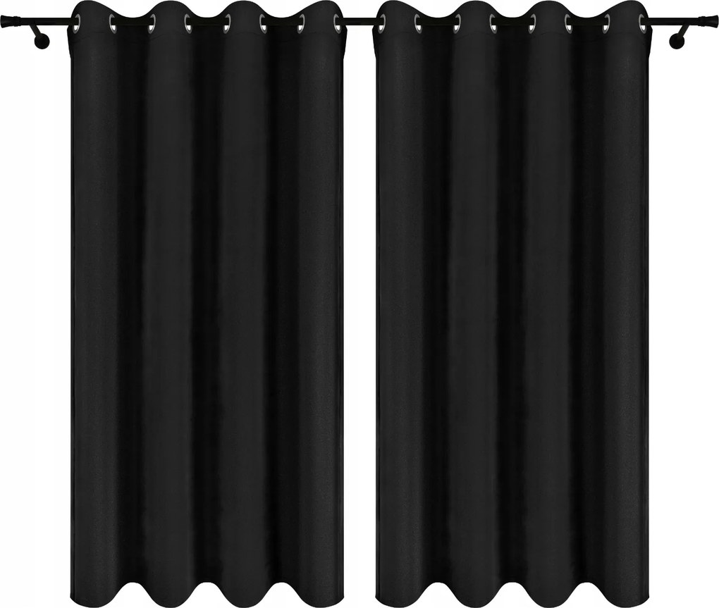 Velúr Függöny Átvezetőkkel 140x250 Fekete Függöny 2 Db