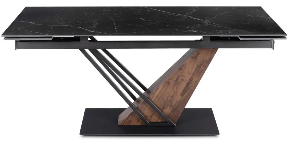 Fekete Márvány/Dió Színű Bővíthető Étkezőasztal. REX 2 180-240 cm