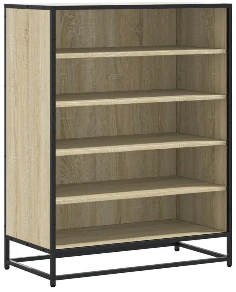 vidaXL sonoma tölgy színű szerelt fa és fém cipőszekrény 75x38x97,5 cm