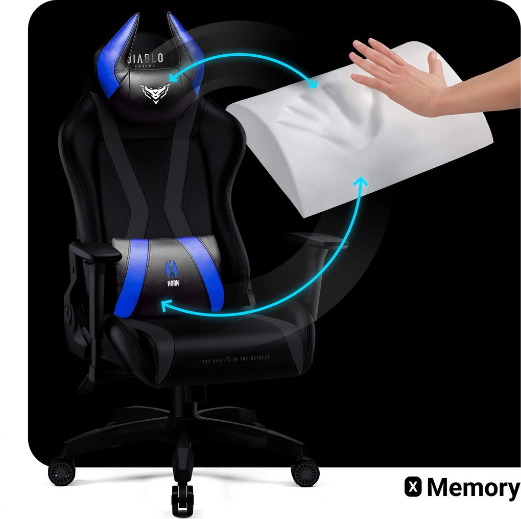 Gamer szék műbőr Normal Size, fekete-kék: Diablo X-Horn 2.0