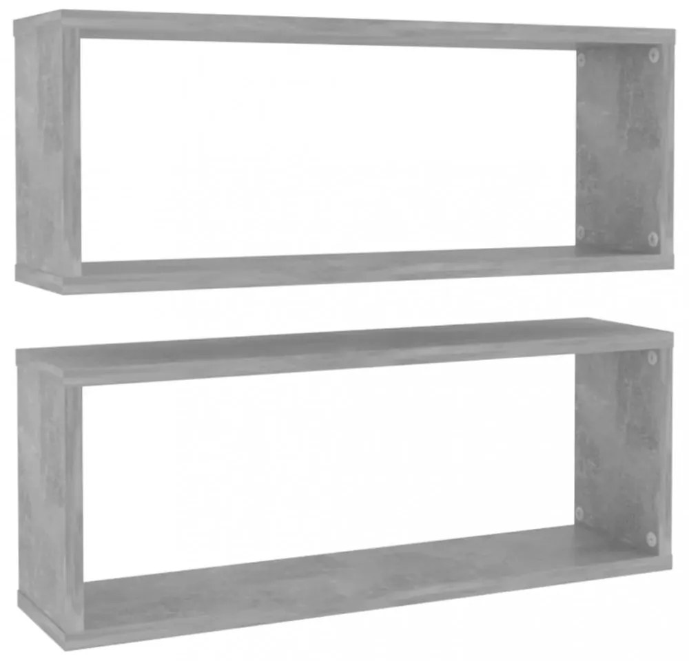 2 db betonszürke szerelt fa négyszögű fali polc 60 x 15 x 23 cm
