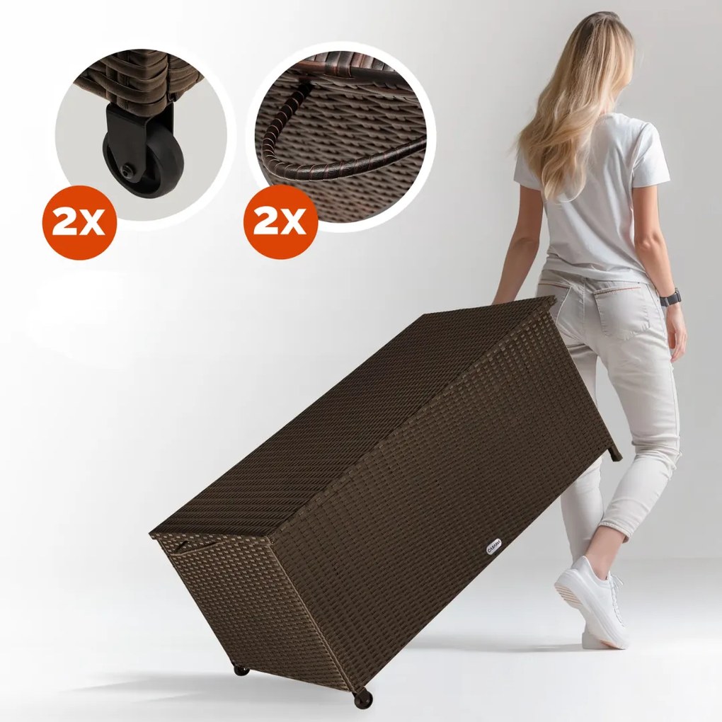 RICCO polyrattan tárolódoboz, 117 x 53 x 60cm, barna Casaria