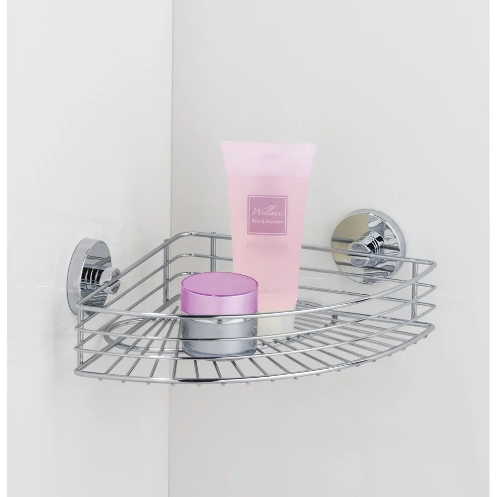 Fényes ezüstszínű öntapadós fürdőszobai kiegészítő szett Bari – Wenko