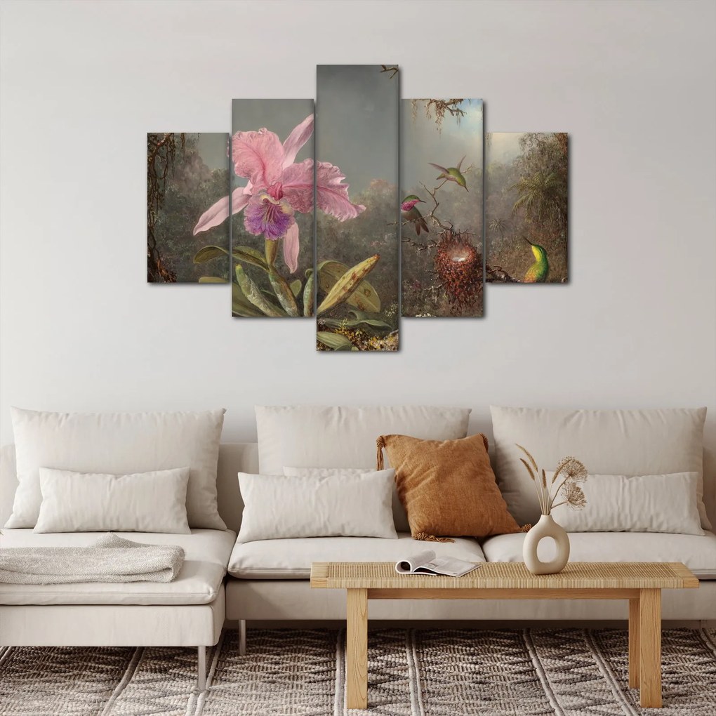 Kép - Martin Johnson Heade, Cattleya Orchid and Three Hummingbirds, reprodukciók (150x105 cm)