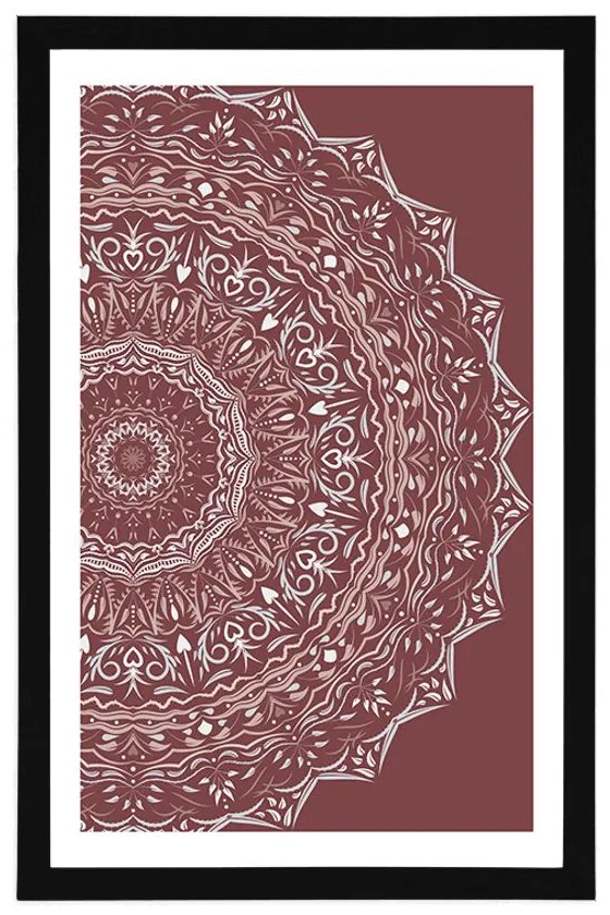 Poszter paszportuval Mandala vintage stílusban rózsaszínben