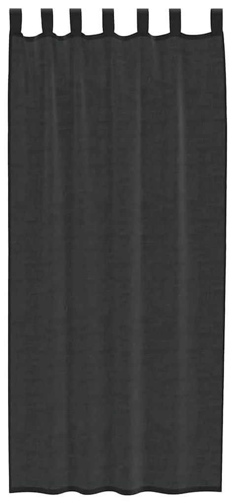 vidaXL 2 db fekete fátyolfüggönyök fülecske tetejével 140x260 cm