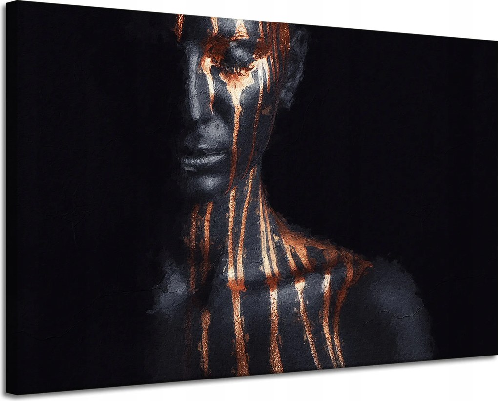 Vászonkép Fekete Nő Barna Csíkok Művészet 120x80 cm