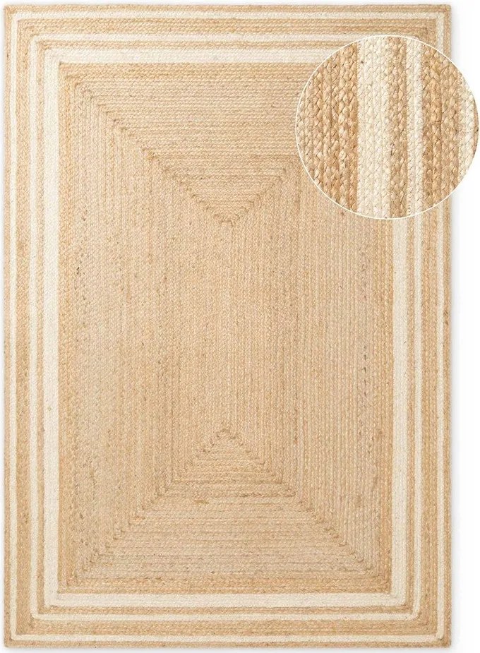 Krémszínű-natúr színű kétoldalas-kézi szövésű juta szőnyeg 160x230 cm Jutta – Hanse Home