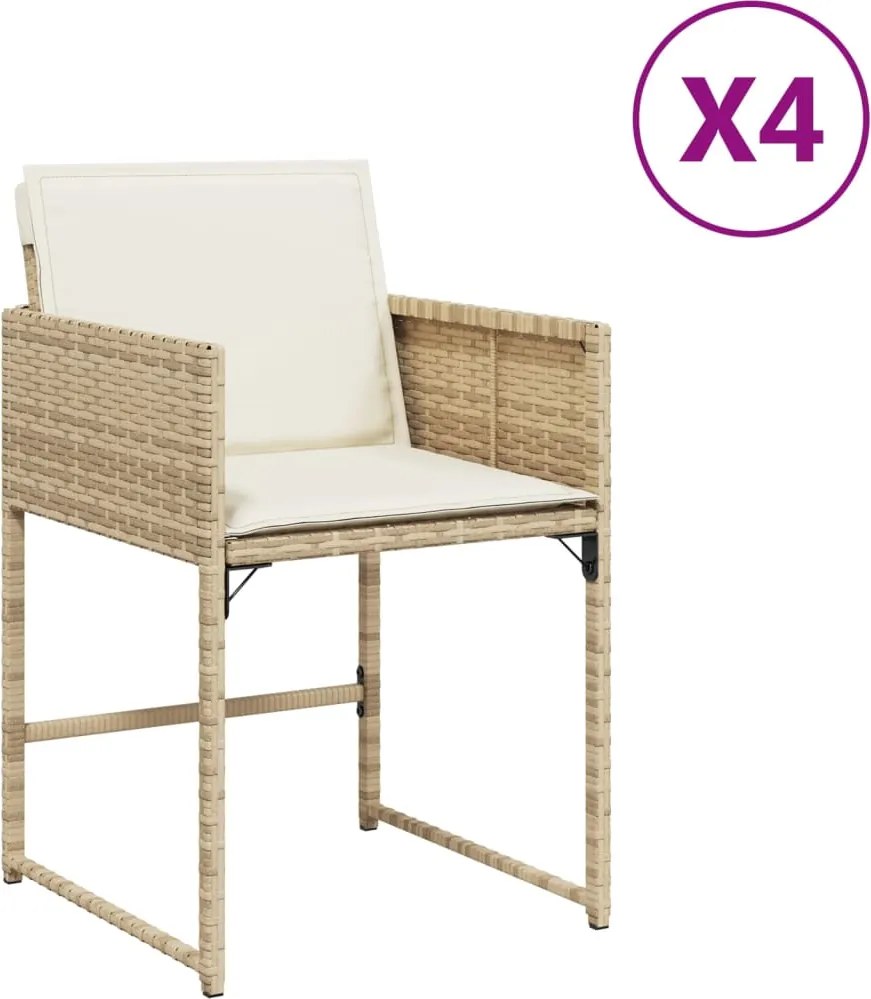vidaXL 4 db bézs polyrattan kerti szék párnával
