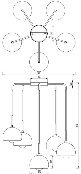 Csillár zsinóron COOL 5xE27/60W/230V