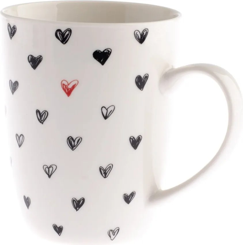 Kerámia csésze fekete szívecskékkel, 340 ml - Dakls