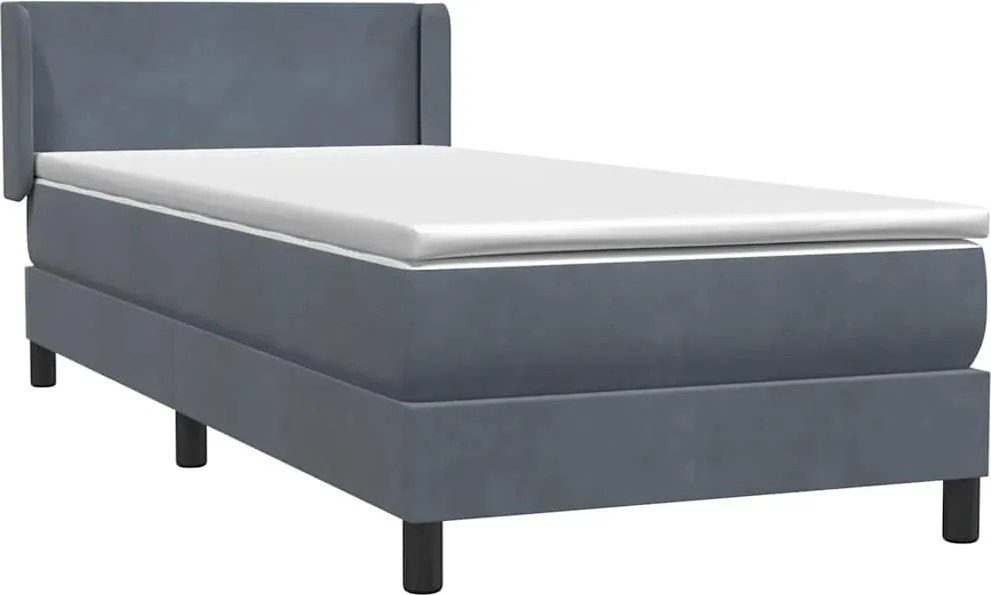 vidaXL sötétszürke bársony rugós ágy matraccal 90x220 cm
