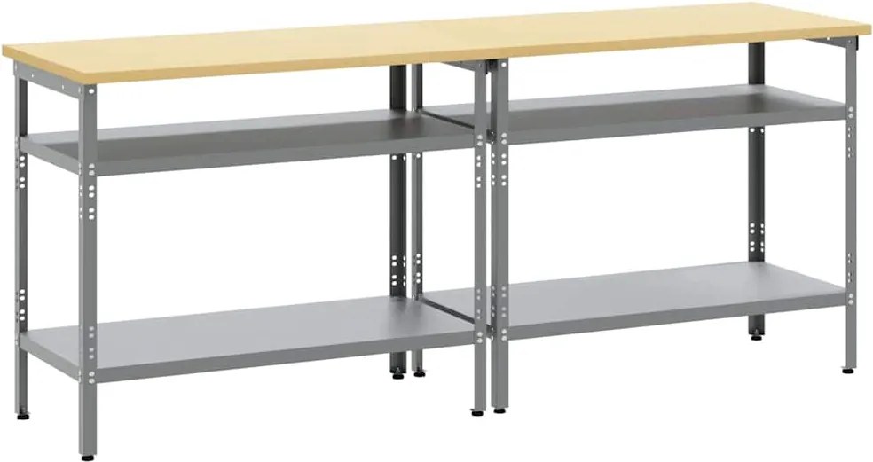 vidaXL Munkapad készlet 2 pcs Barna és szürke 200 x 55 x 85 cm