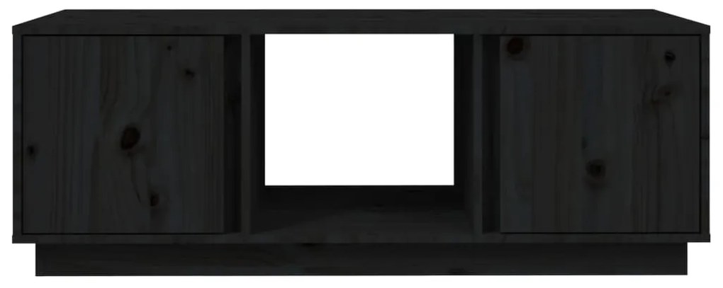 Fekete tömör fenyőfa dohányzóasztal 110x50x40 cm