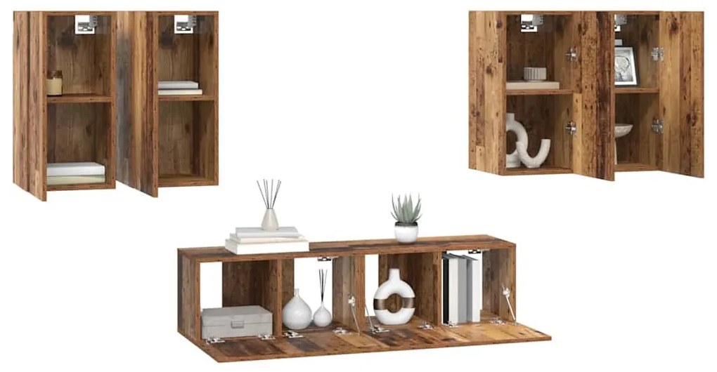 TV szekrény garnitúra 6 pcs Régi fa 60 x 30 x 30 cm Faanyag