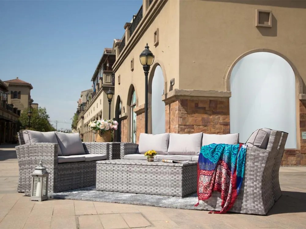 AUCKLAND Nagy kerti ülőgarnitúra tárolóval a párnákra - szürke