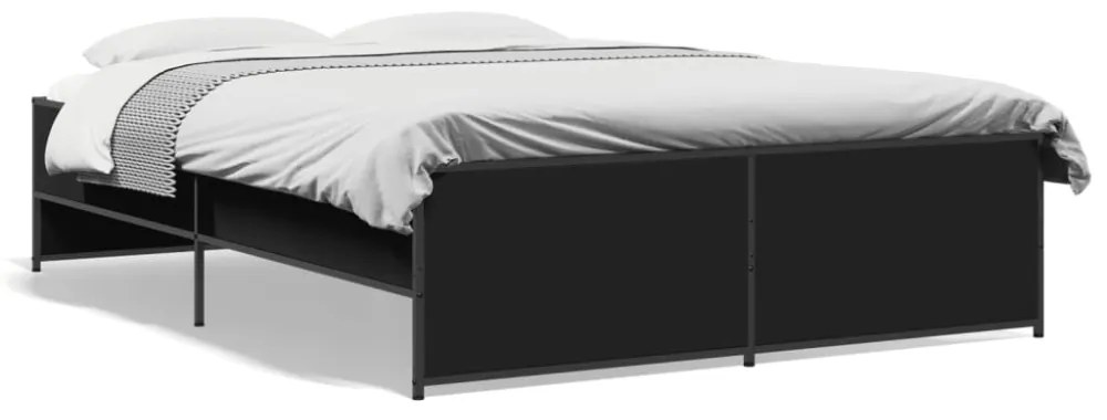 fekete szerelt fa és fém ágykeret 140x190 cm