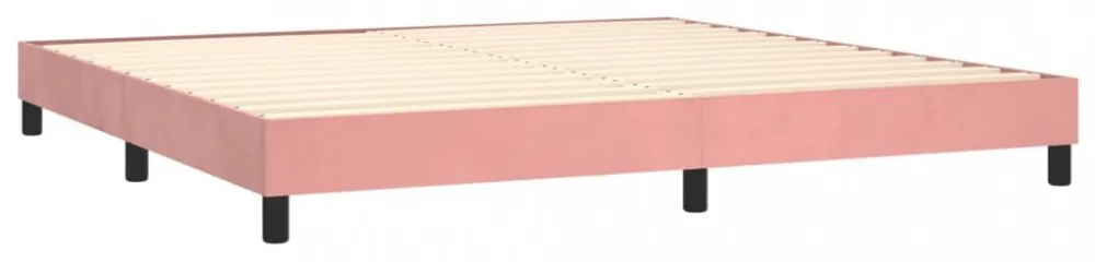 rózsaszín bársony rugós és LED-es ágy matraccal 200x200 cm